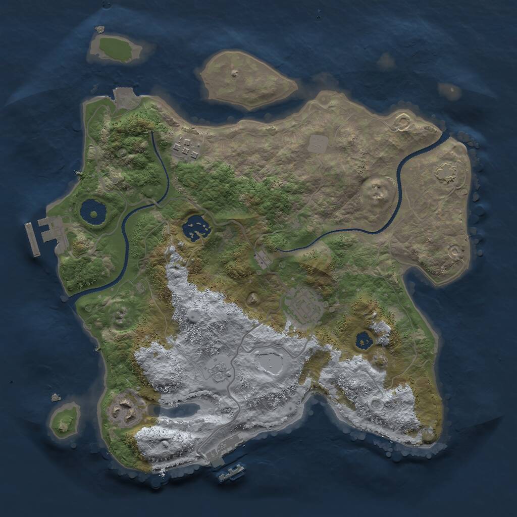 Rust Map: Procedural Map, Size: 3000, Seed: 502938171, 9 Monuments