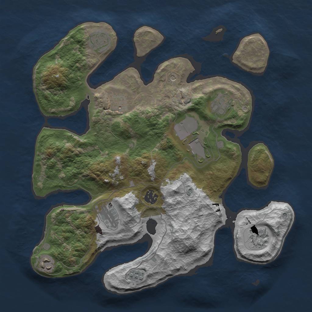 Rust Map: Barren, Size: 3500, Seed: 1884697051, 12 Monuments