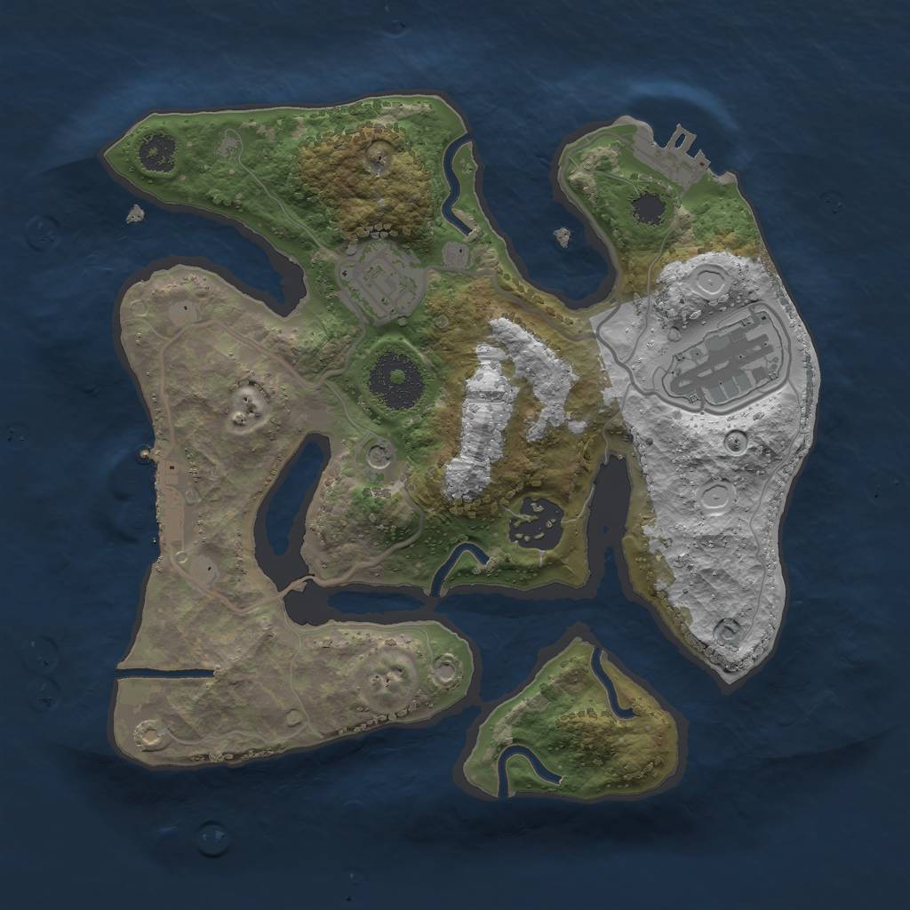 Rust Map: Procedural Map, Size: 2500, Seed: 989554, 11 Monuments