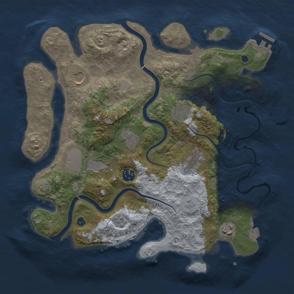 Rust Map: Procedural Map, Size: 3500, Seed: 34232, 13 Monuments