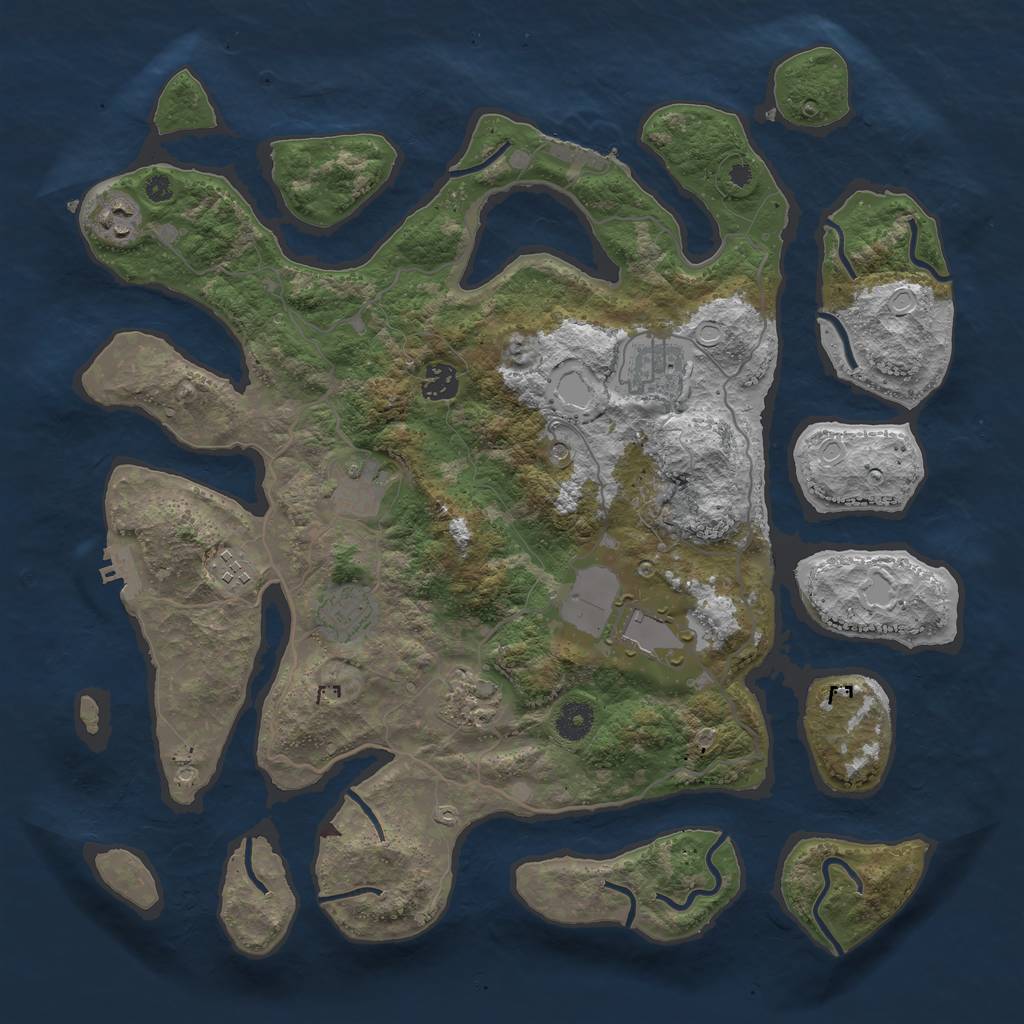 Rust Map: Procedural Map, Size: 4000, Seed: 215043, 16 Monuments