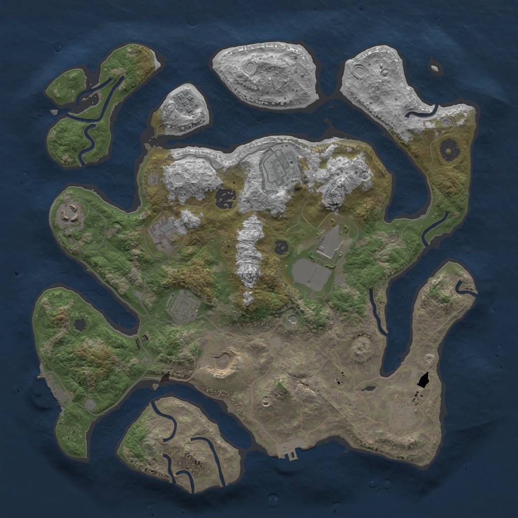 Rust Map: Procedural Map, Size: 3700, Seed: 210520150, 17 Monuments