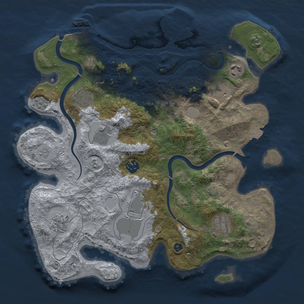 Rust Map: Procedural Map, Size: 3500, Seed: 999500592, 15 Monuments