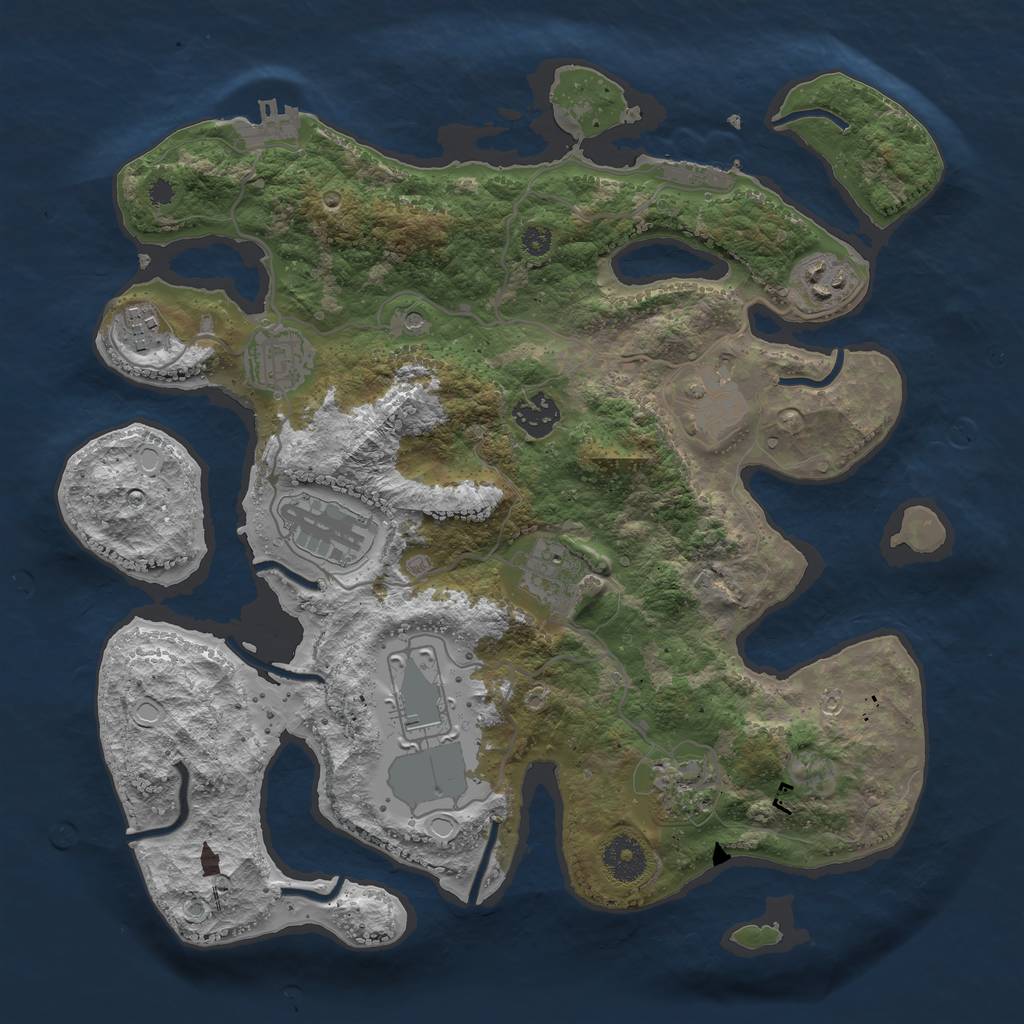 Rust Map: Procedural Map, Size: 3500, Seed: 999500592, 17 Monuments