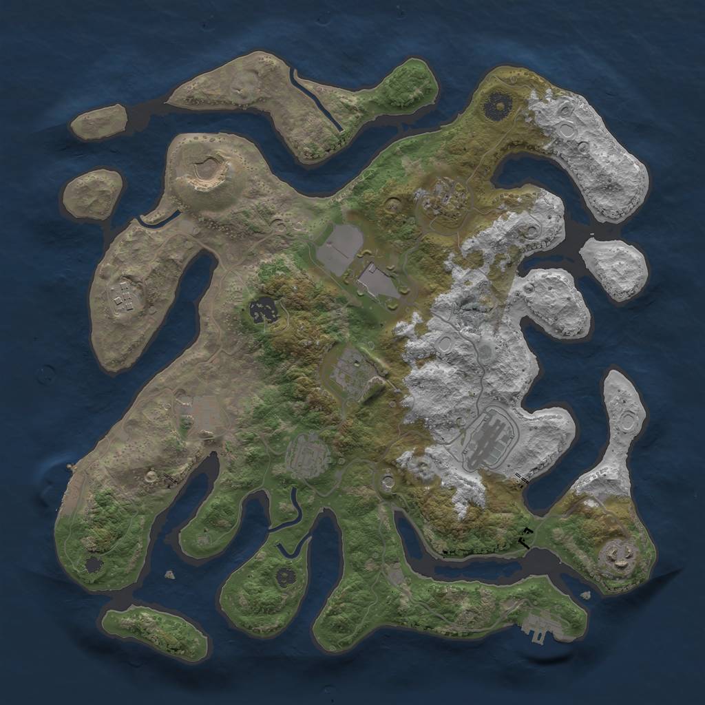 Rust Map: Procedural Map, Size: 3700, Seed: 173080294, 18 Monuments