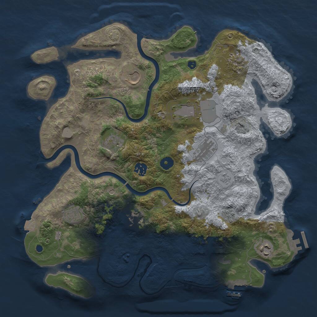 Rust Map: Procedural Map, Size: 3700, Seed: 173080294, 16 Monuments