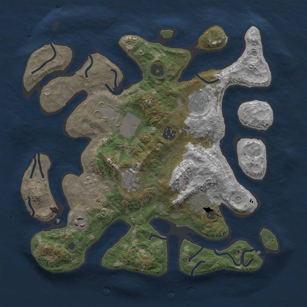 Rust Map: Procedural Map, Size: 3500, Seed: 87543, 13 Monuments