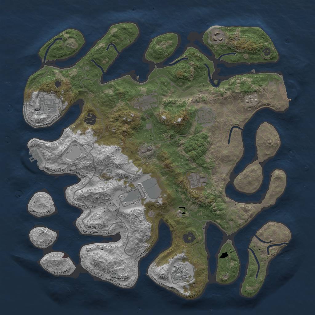 Rust Map: Procedural Map, Size: 4000, Seed: 1095886700, 17 Monuments