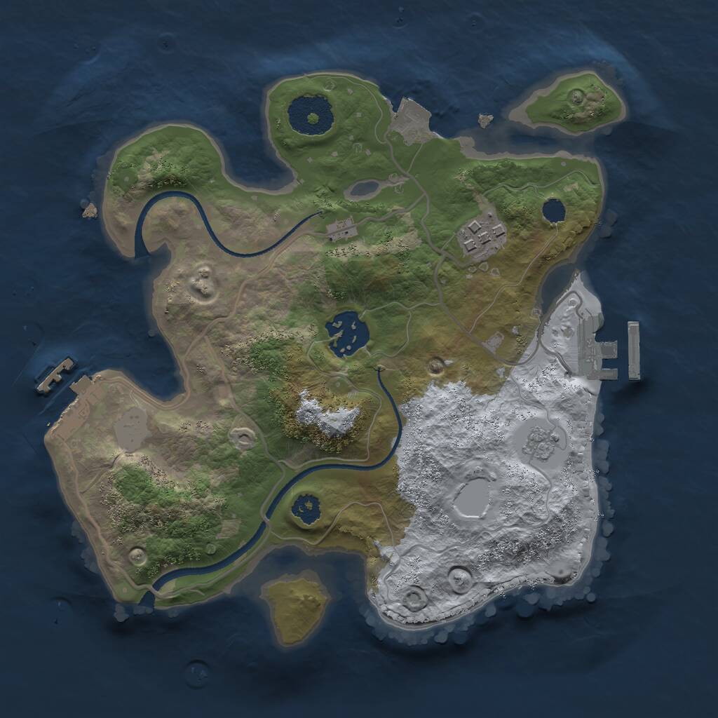 Rust Map: Procedural Map, Size: 2500, Seed: 62857259, 6 Monuments