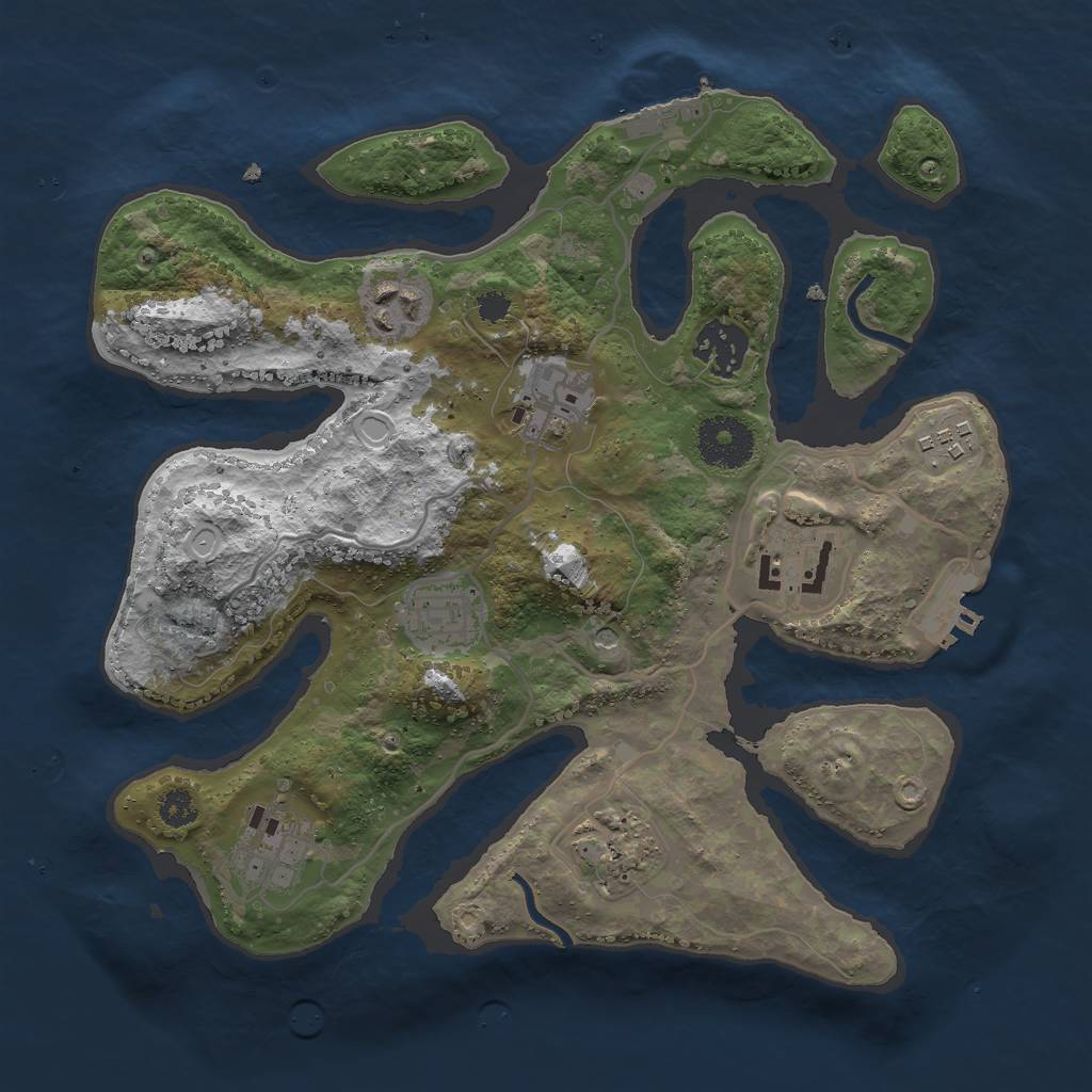 Rust Map: Procedural Map, Size: 3000, Seed: 422421879, 16 Monuments