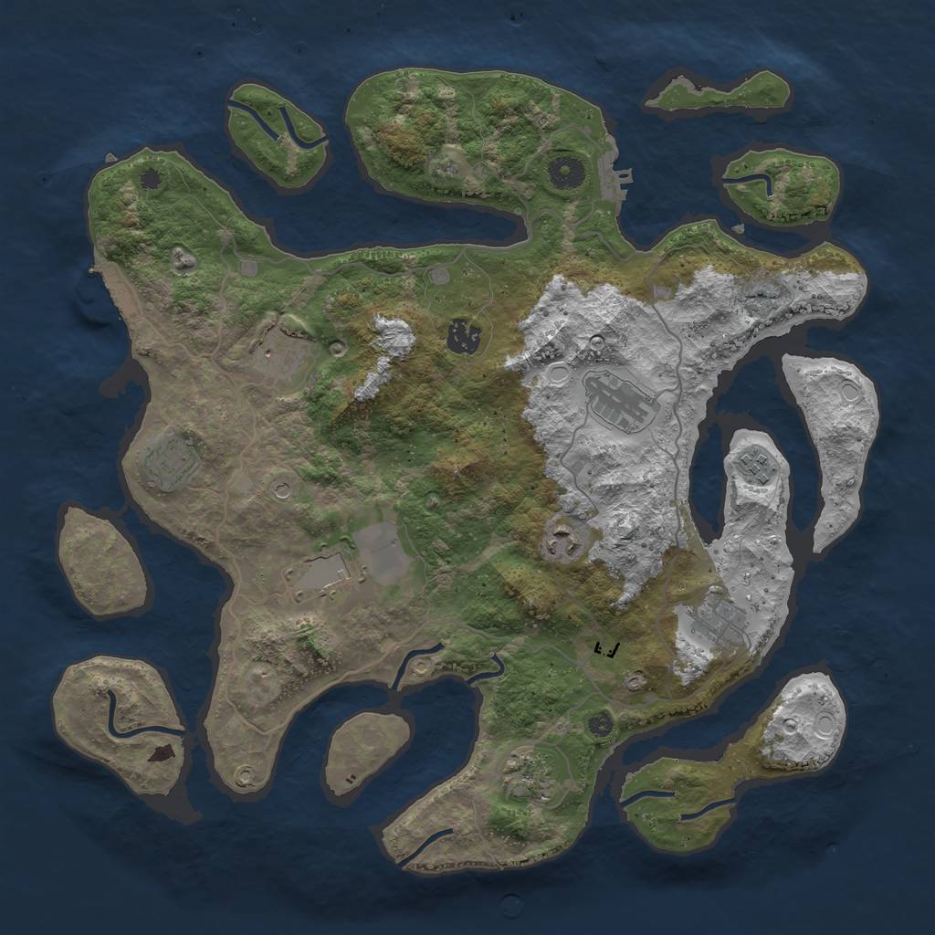 Rust Map: Procedural Map, Size: 4000, Seed: 1064, 17 Monuments