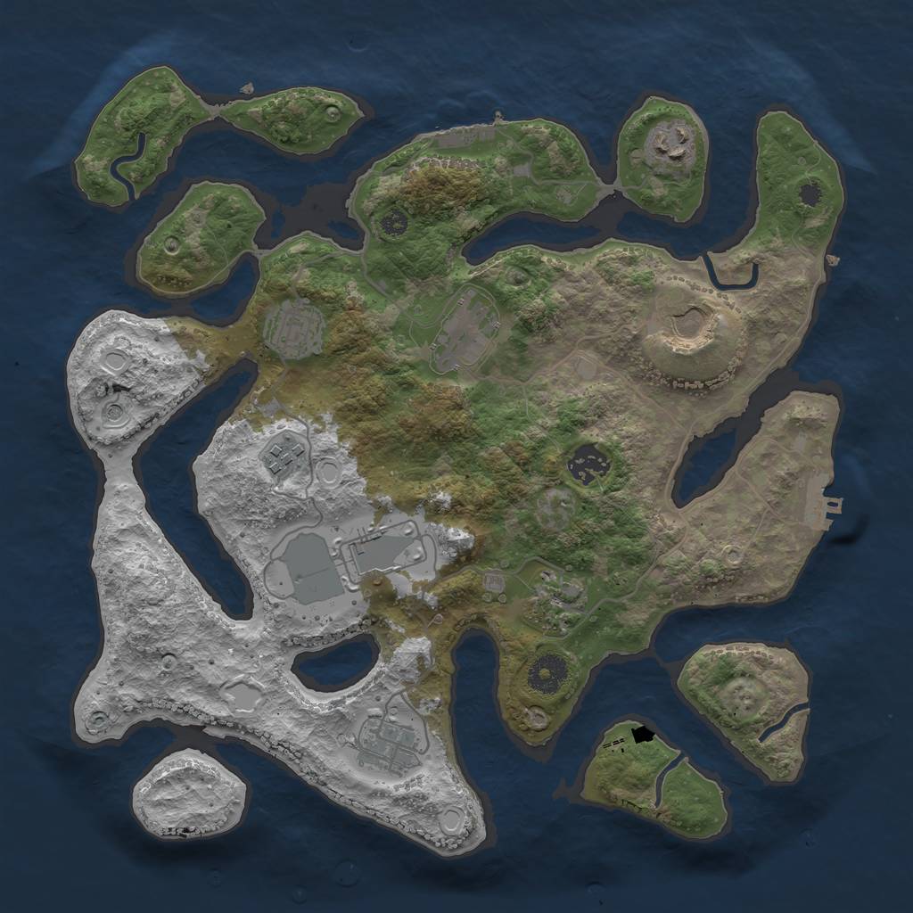 Rust Map: Procedural Map, Size: 3500, Seed: 1614764500, 17 Monuments