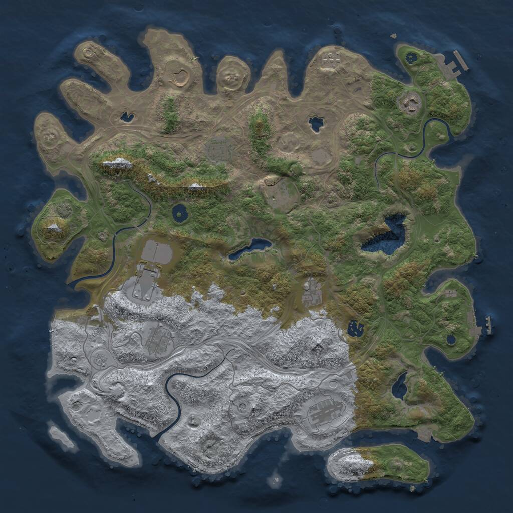 Rust Map: Procedural Map, Size: 4500, Seed: 9046, 16 Monuments