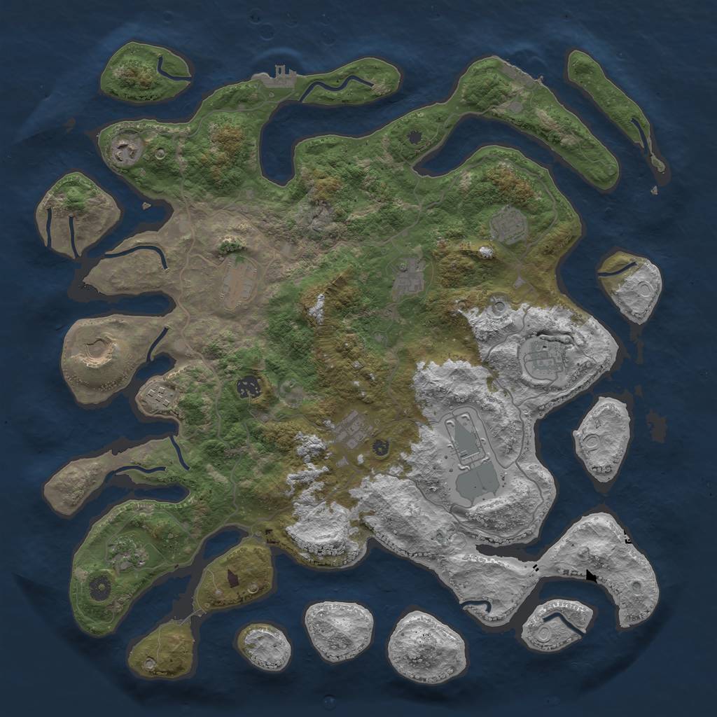 Rust Map: Procedural Map, Size: 4500, Seed: 1140047619, 19 Monuments