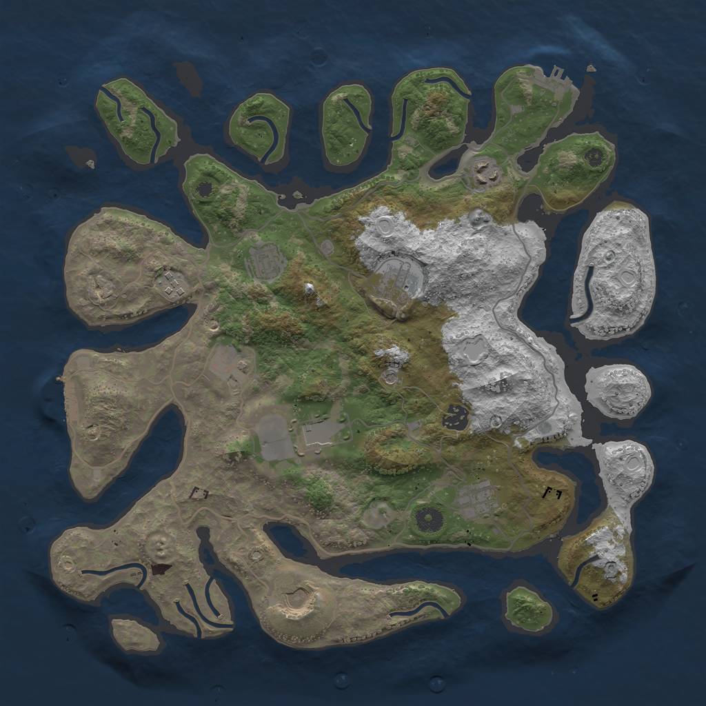 Rust Map: Procedural Map, Size: 4000, Seed: 1805577537, 17 Monuments