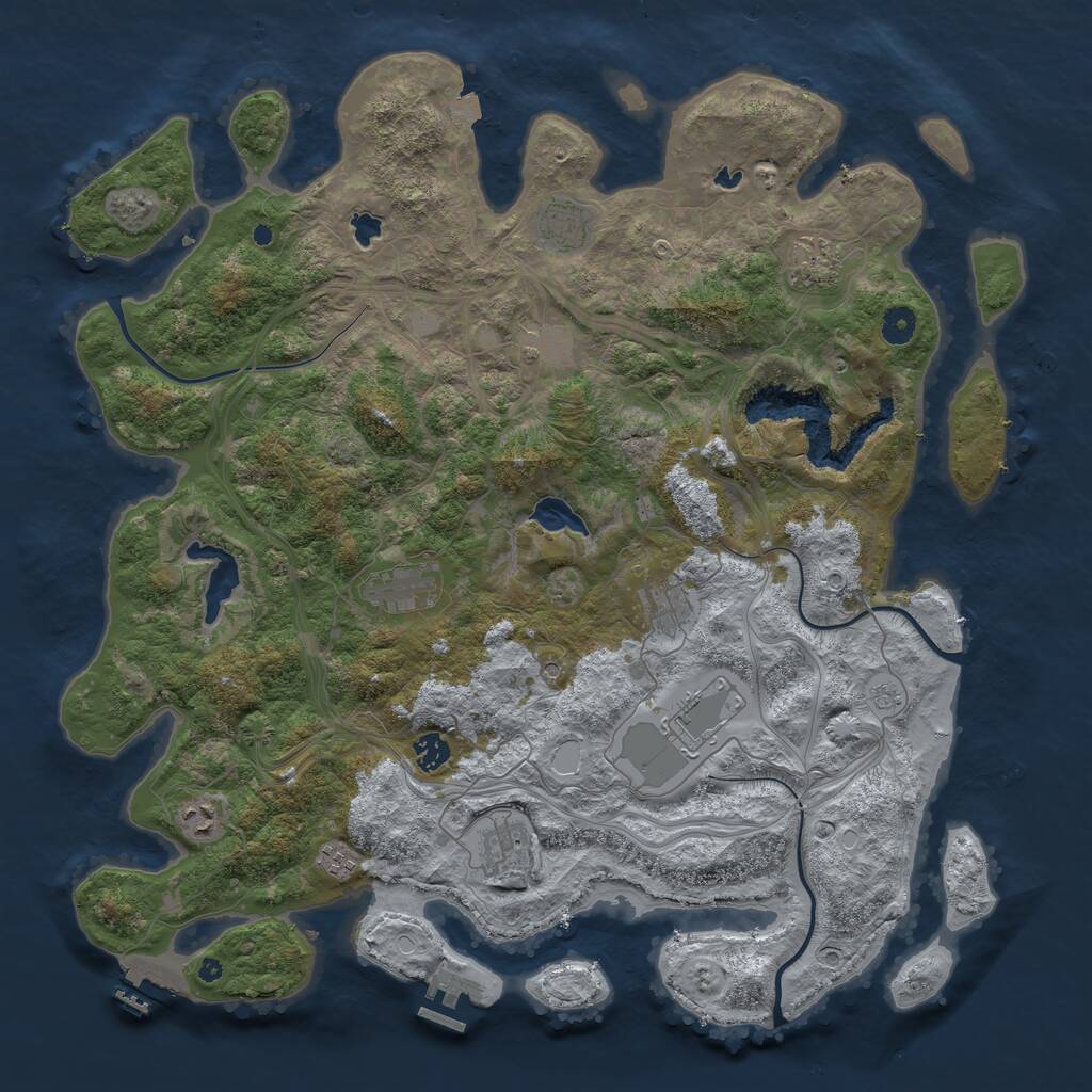 Rust Map: Procedural Map, Size: 4500, Seed: 140309, 16 Monuments