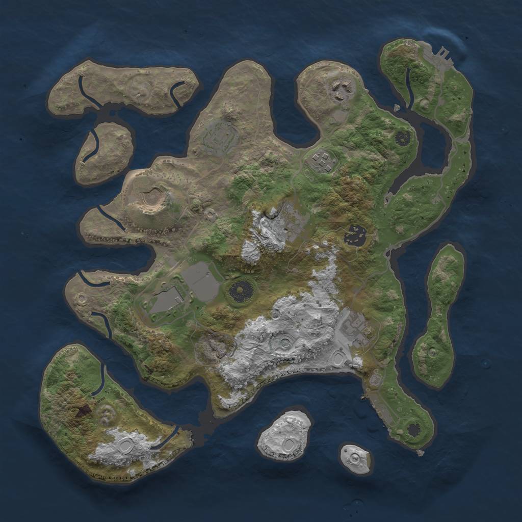 Rust Map: Procedural Map, Size: 3500, Seed: 15774614, 16 Monuments