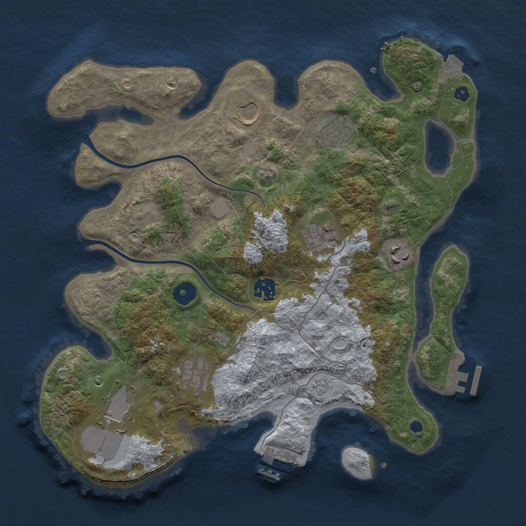 Rust Map: Procedural Map, Size: 3500, Seed: 15774614, 13 Monuments