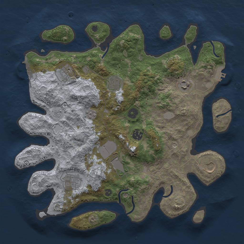 Rust Map: Procedural Map, Size: 3500, Seed: 73422, 16 Monuments