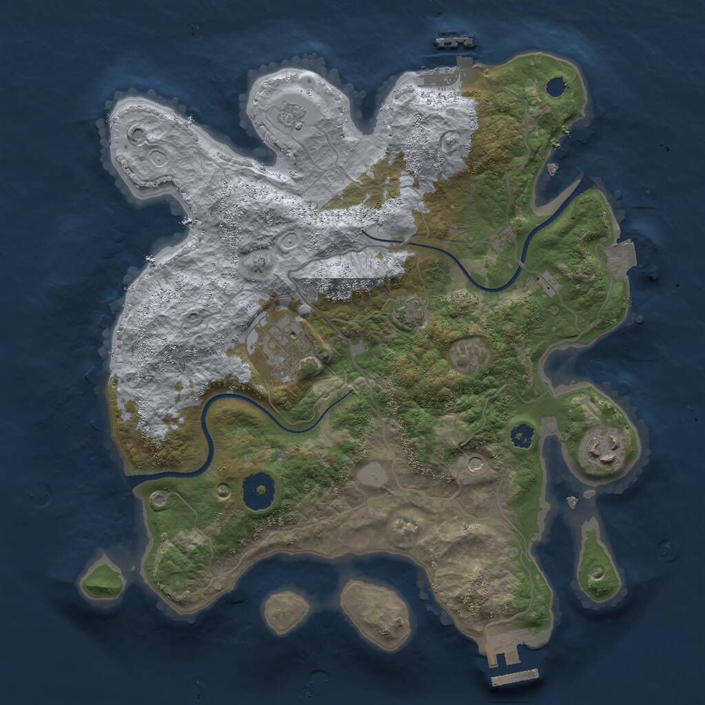 Rust Map: Procedural Map, Size: 3000, Seed: 560765701, 8 Monuments