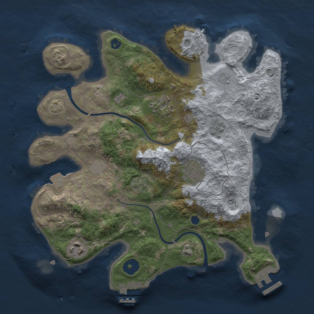 Rust Map: Procedural Map, Size: 3000, Seed: 12454, 10 Monuments