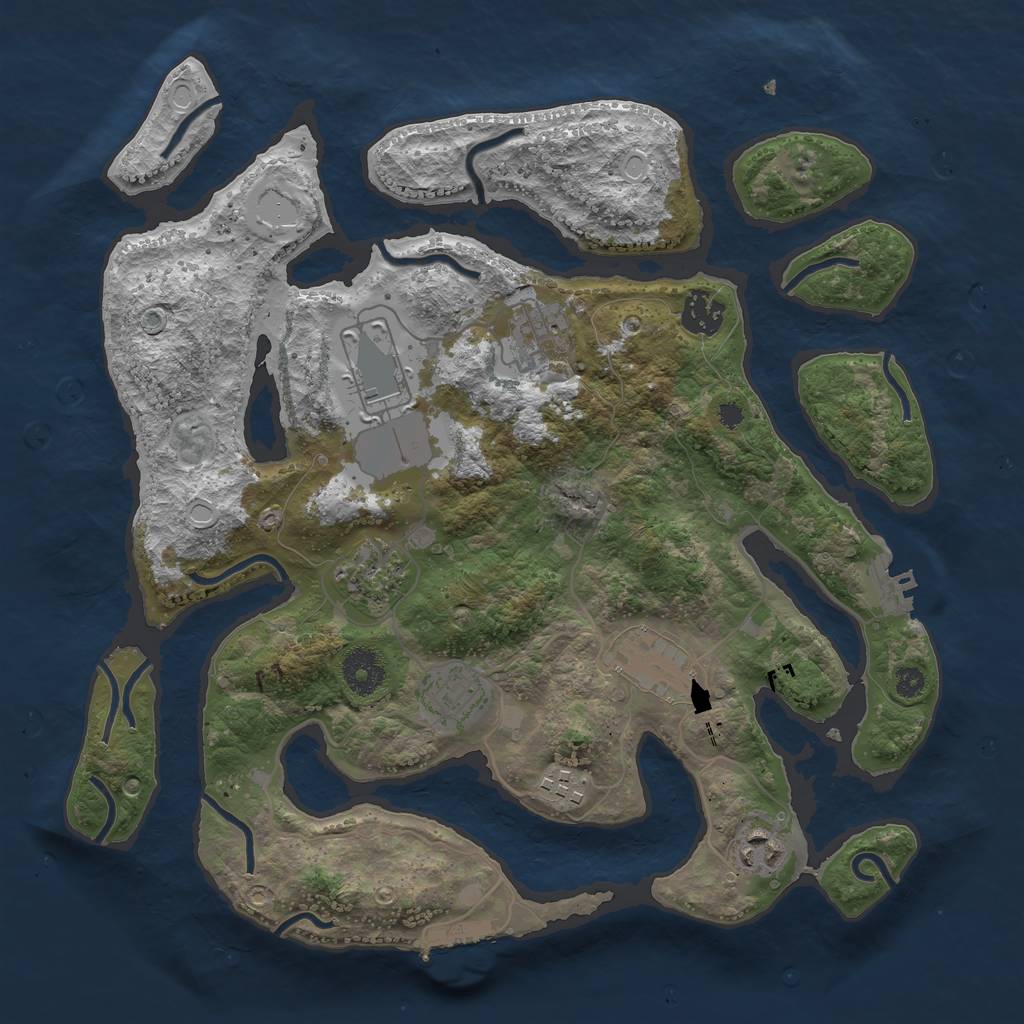 Rust Map: Procedural Map, Size: 3500, Seed: 1237676790, 15 Monuments