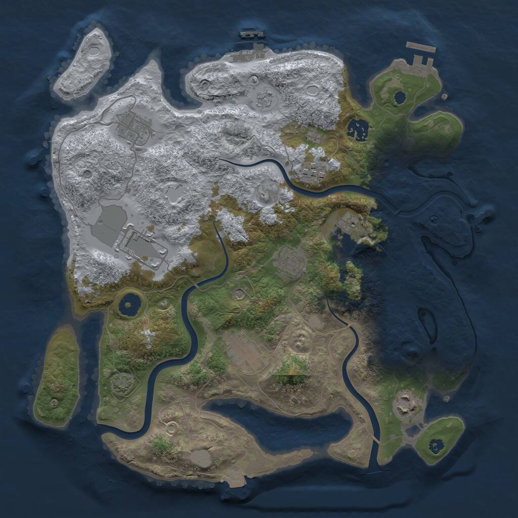 Rust Map: Procedural Map, Size: 3500, Seed: 1237676790, 14 Monuments