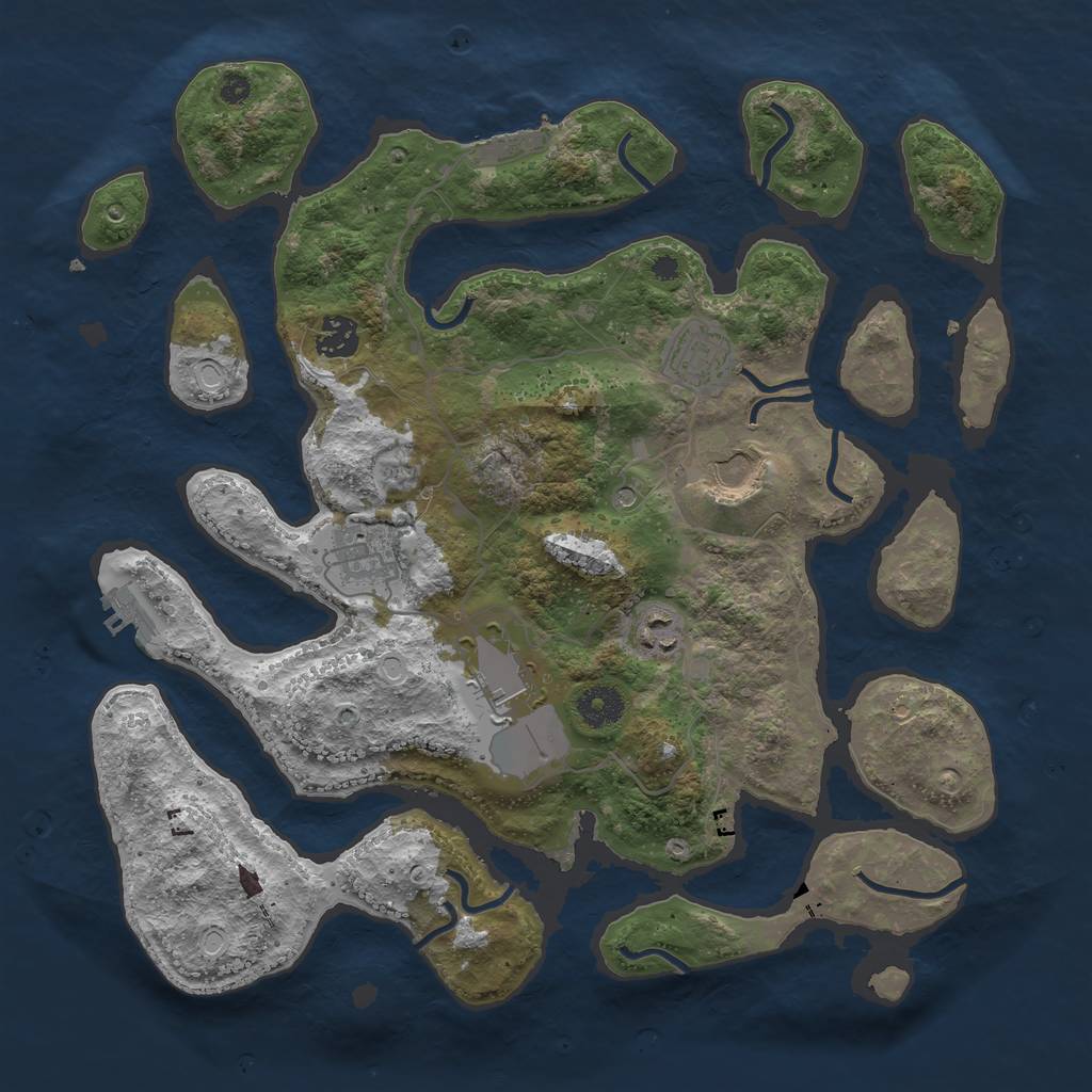 Rust Map: Procedural Map, Size: 3700, Seed: 3463453, 14 Monuments