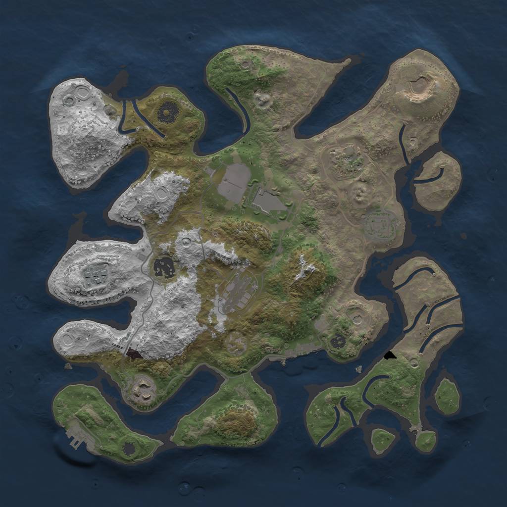 Rust Map: Procedural Map, Size: 3500, Seed: 1769374588, 16 Monuments