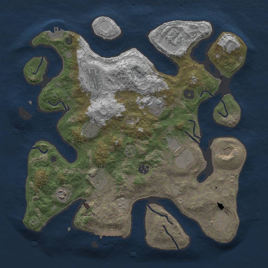 Rust Map: Procedural Map, Size: 3700, Seed: 570509118, 19 Monuments