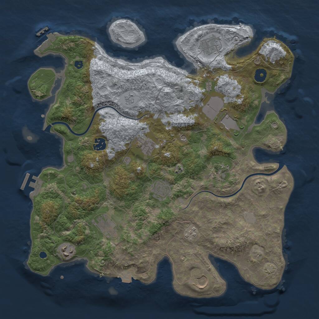 Rust Map: Procedural Map, Size: 3700, Seed: 570509118, 16 Monuments