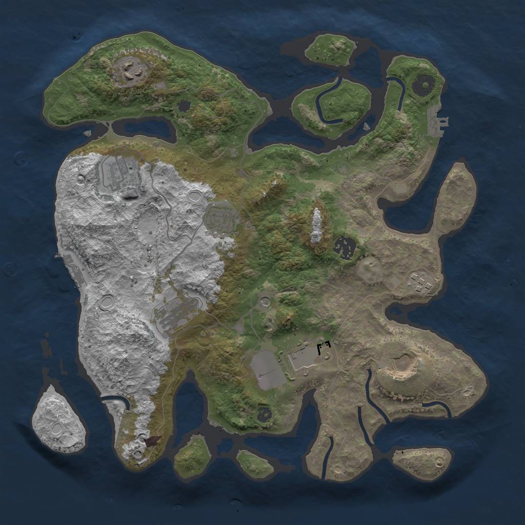 Rust Map: Procedural Map, Size: 3500, Seed: 1422, 16 Monuments