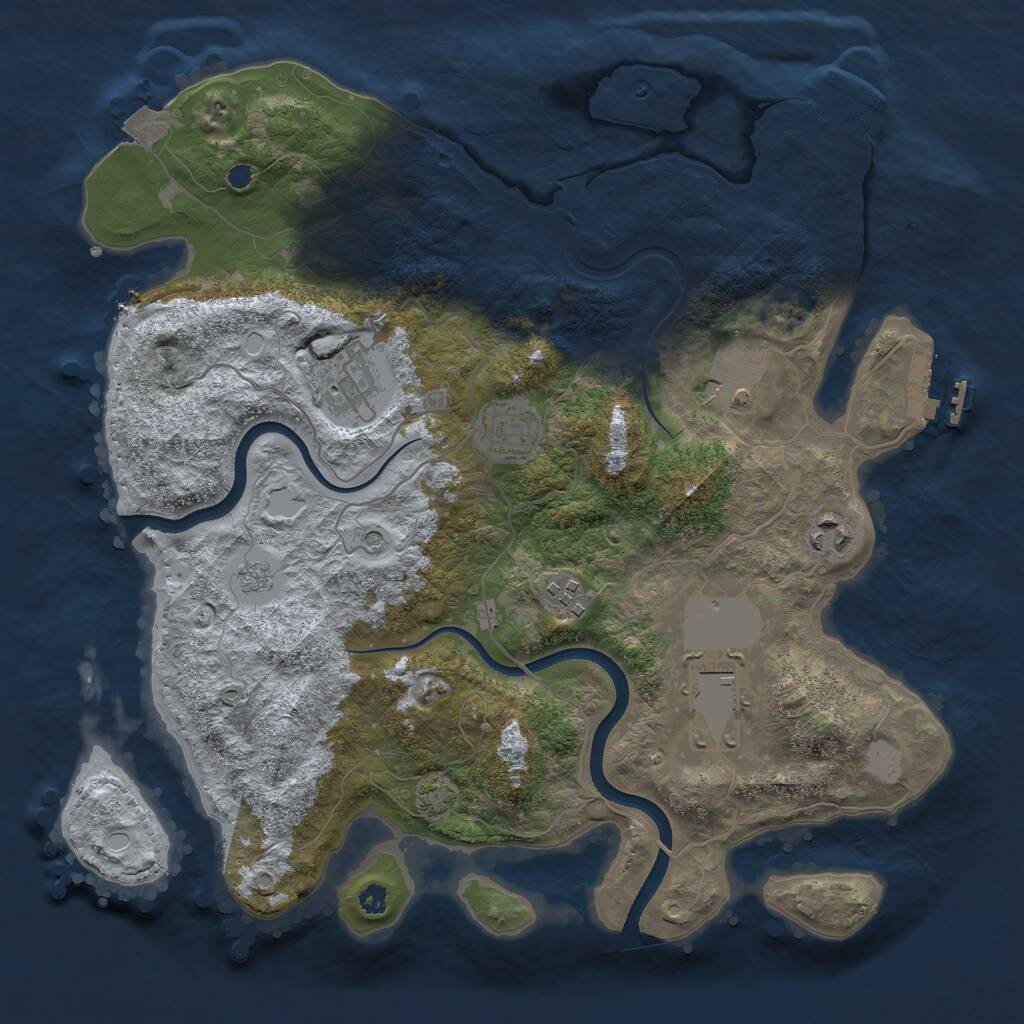 Rust Map: Procedural Map, Size: 3500, Seed: 1422, 12 Monuments