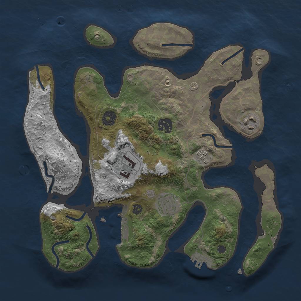 Rust Map: Procedural Map, Size: 3000, Seed: 68463131, 12 Monuments