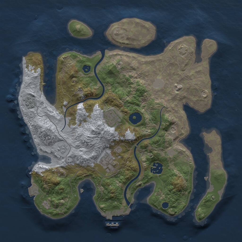 Rust Map: Procedural Map, Size: 3000, Seed: 68463131, 9 Monuments