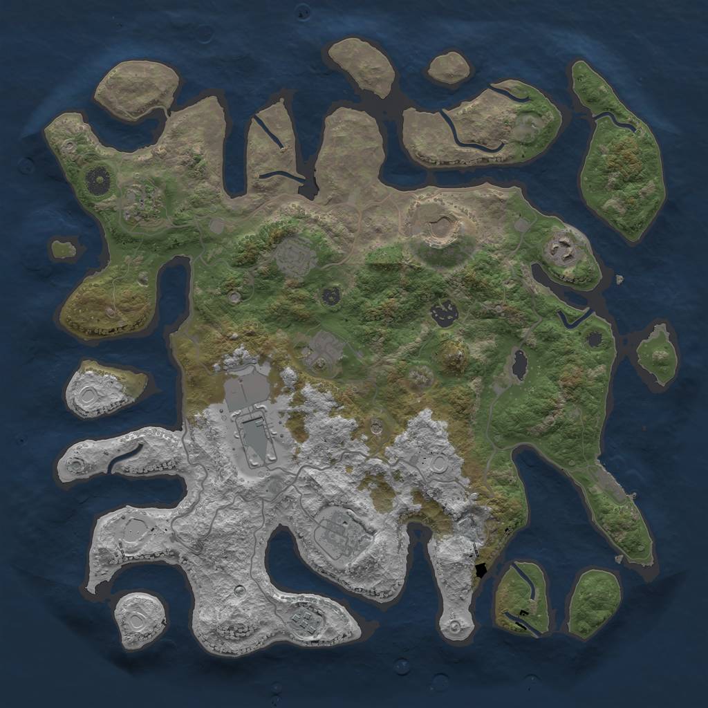 Rust Map: Procedural Map, Size: 4000, Seed: 389384118, 16 Monuments