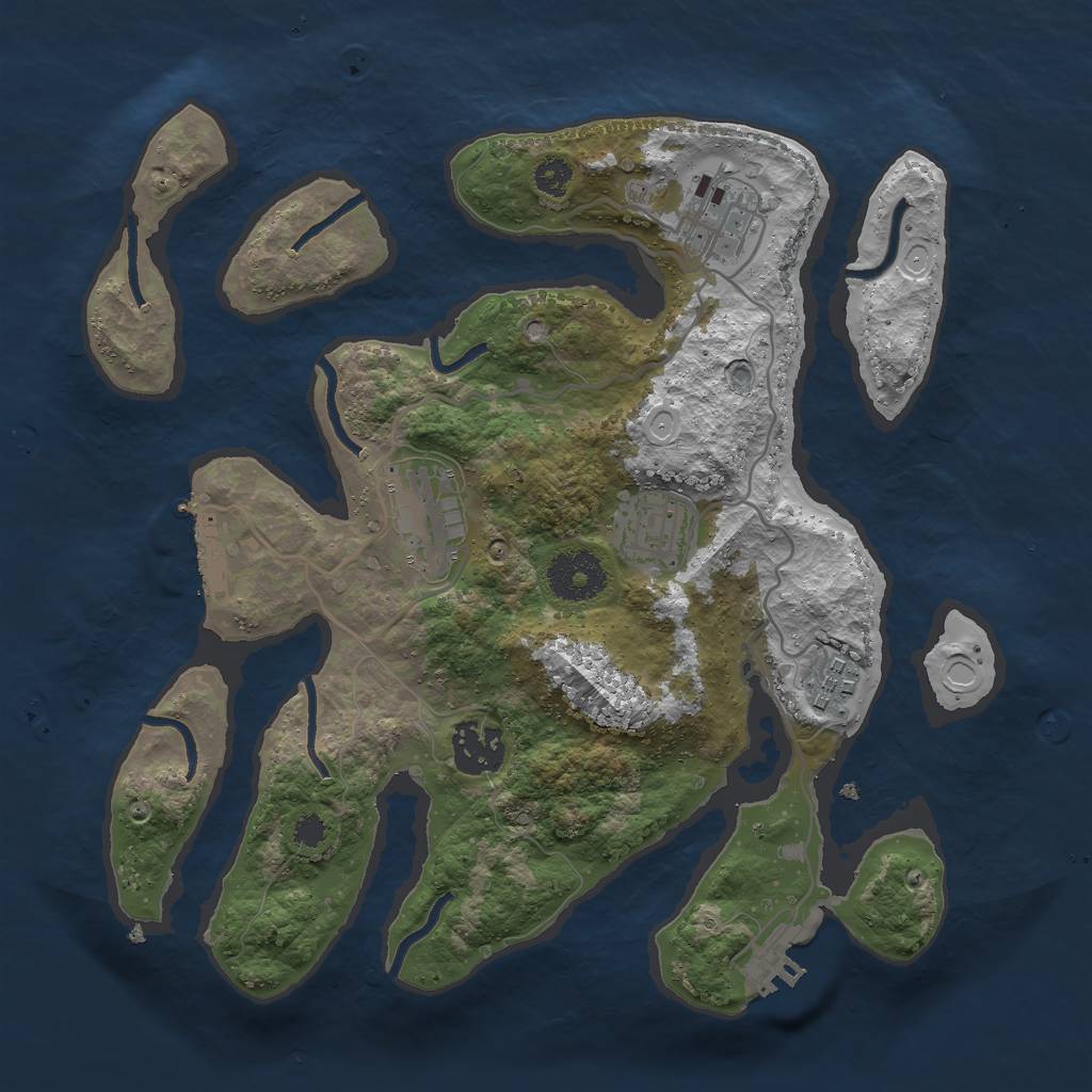 Rust Map: Procedural Map, Size: 3000, Seed: 23241232, 12 Monuments