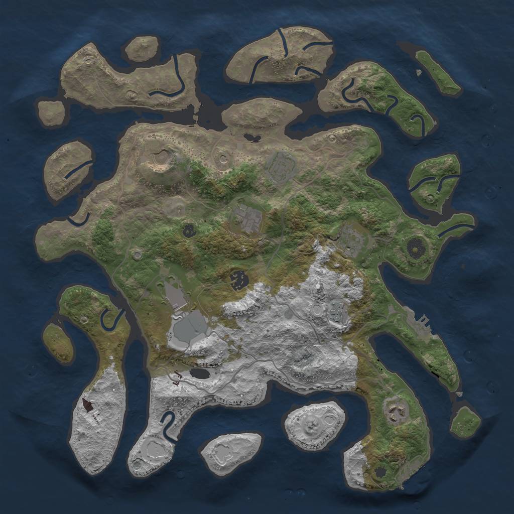 Rust Map: Procedural Map, Size: 4000, Seed: 4940004, 16 Monuments