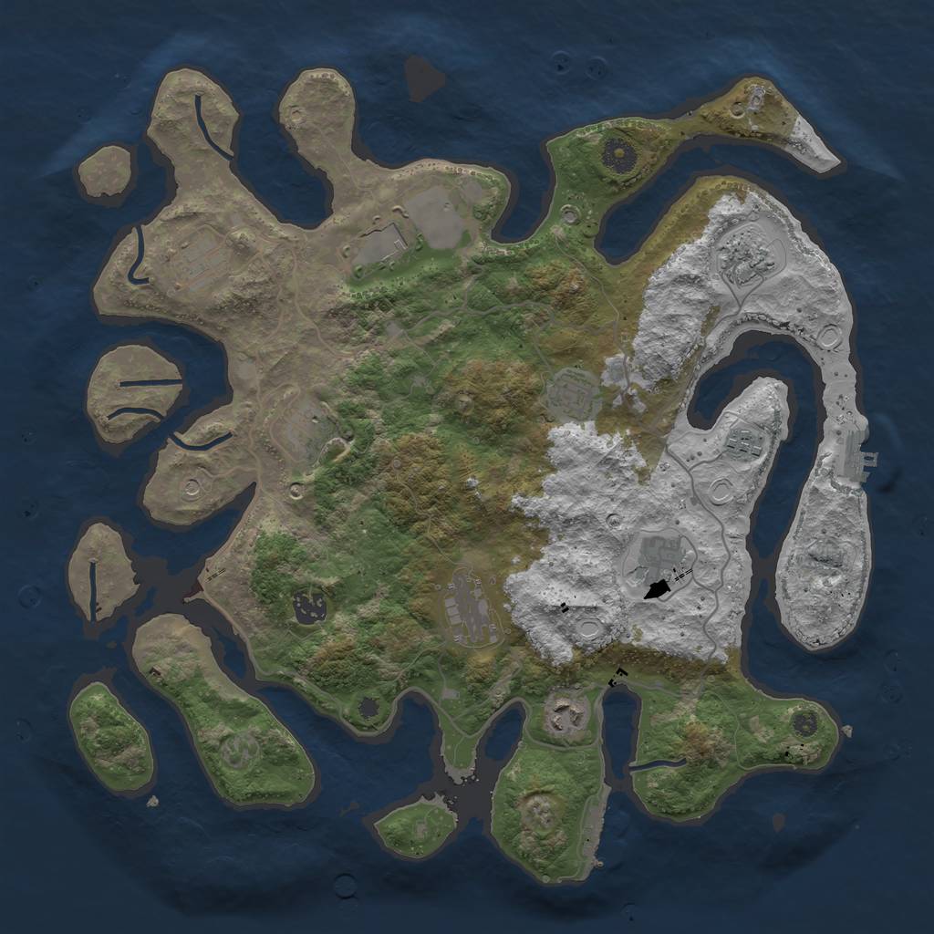 Rust Map: Procedural Map, Size: 4000, Seed: 1725132372, 18 Monuments