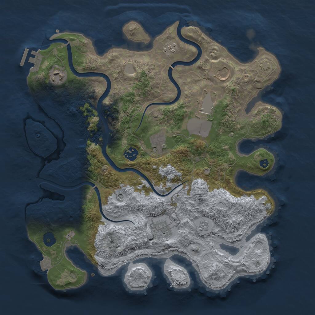 Rust Map: Procedural Map, Size: 3500, Seed: 1799697871, 12 Monuments