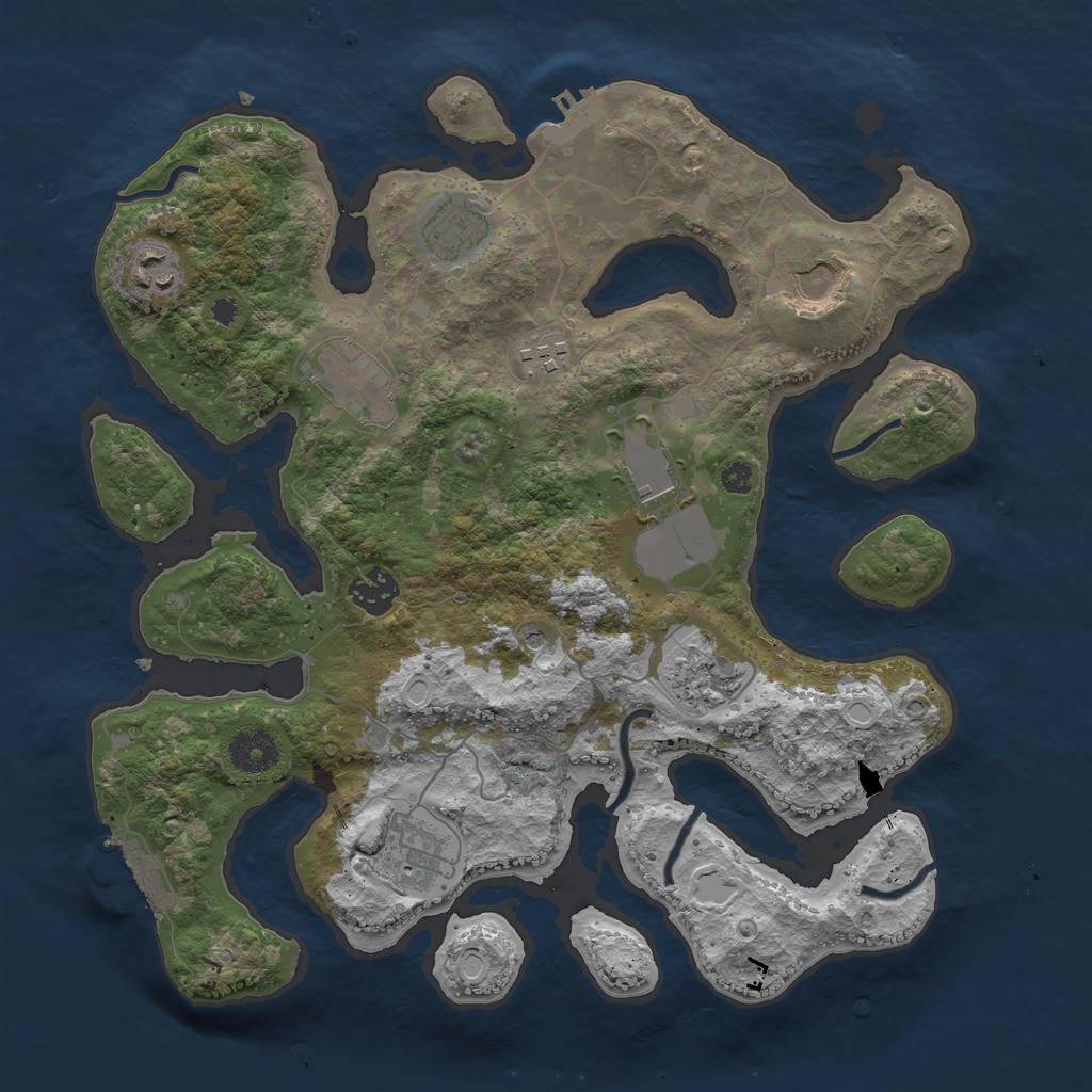 Rust Map: Procedural Map, Size: 3500, Seed: 1799697871, 17 Monuments