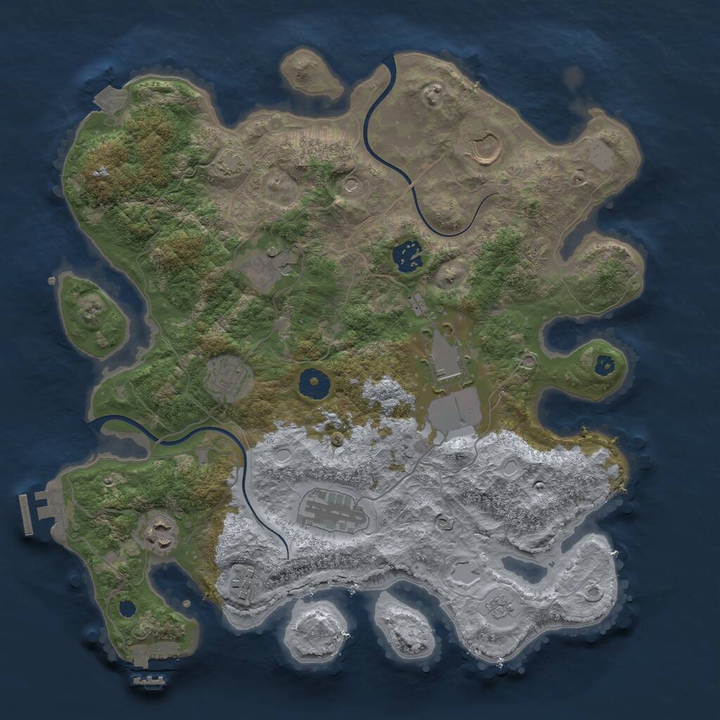 Rust Map: Procedural Map, Size: 3500, Seed: 1799697871, 14 Monuments
