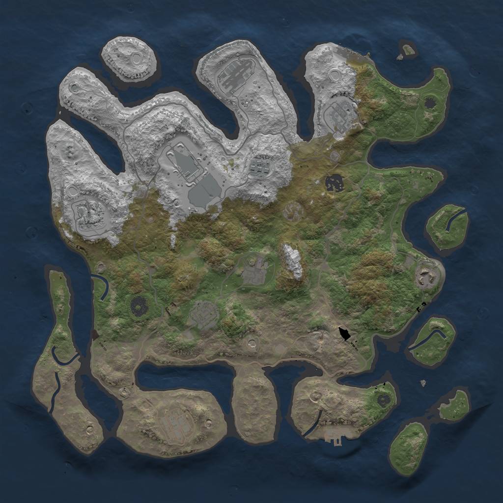 Rust Map: Procedural Map, Size: 4000, Seed: 2022313853, 18 Monuments