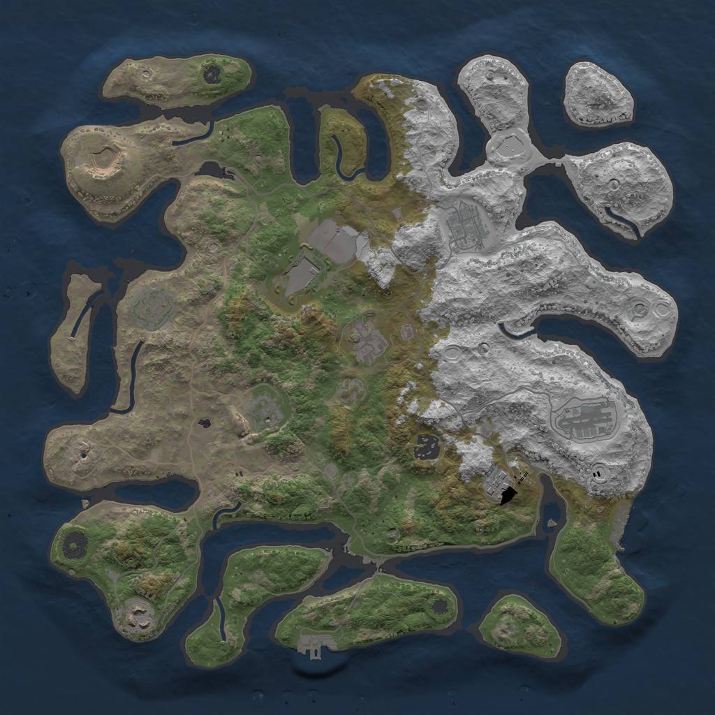 Rust Map: Procedural Map, Size: 4000, Seed: 1907211133, 18 Monuments