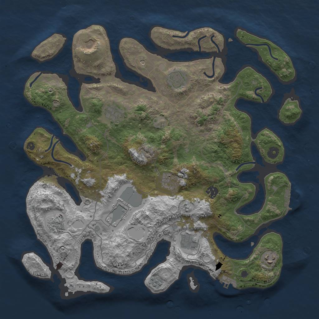 Rust Map: Procedural Map, Size: 4000, Seed: 1117245853, 18 Monuments