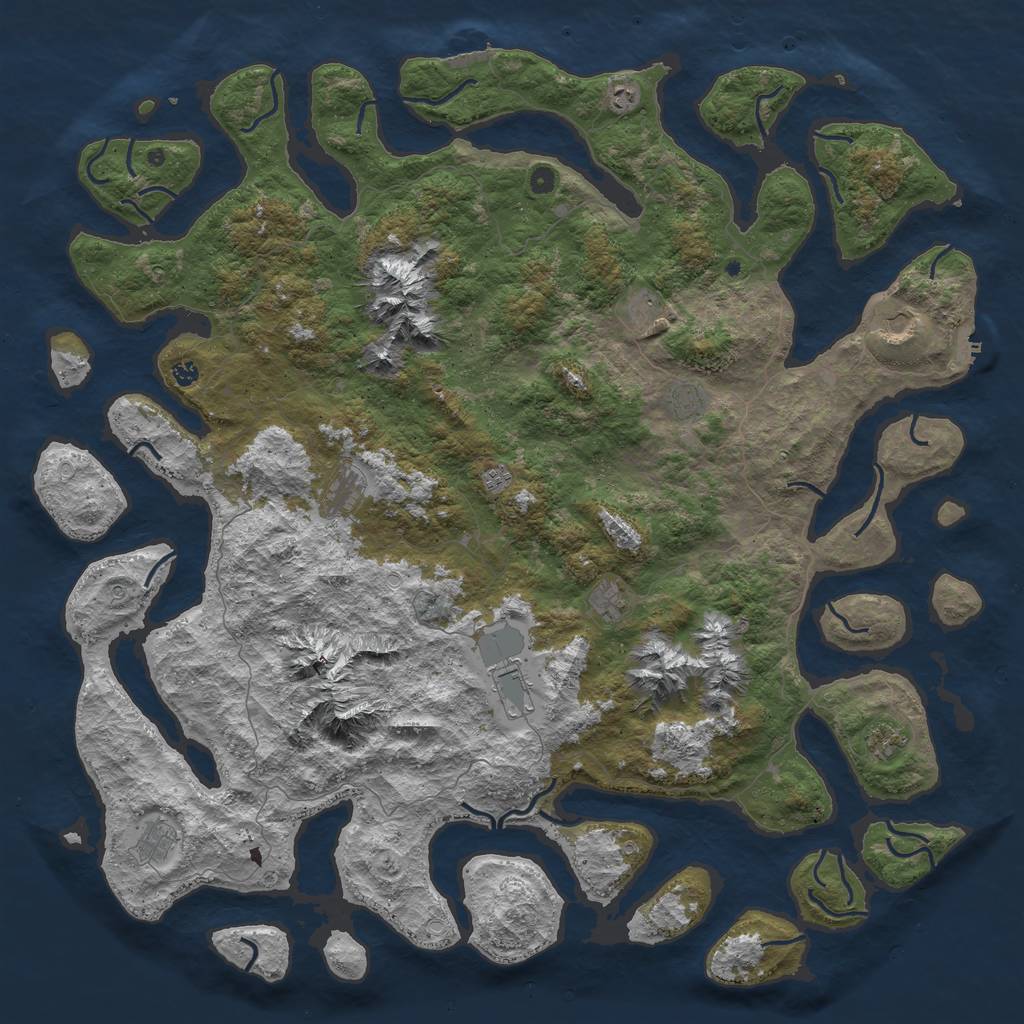 Rust Map: Procedural Map, Size: 6000, Seed: 42251007, 19 Monuments