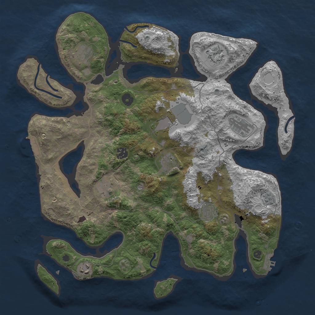 Rust Map: Procedural Map, Size: 4000, Seed: 150943589, 18 Monuments