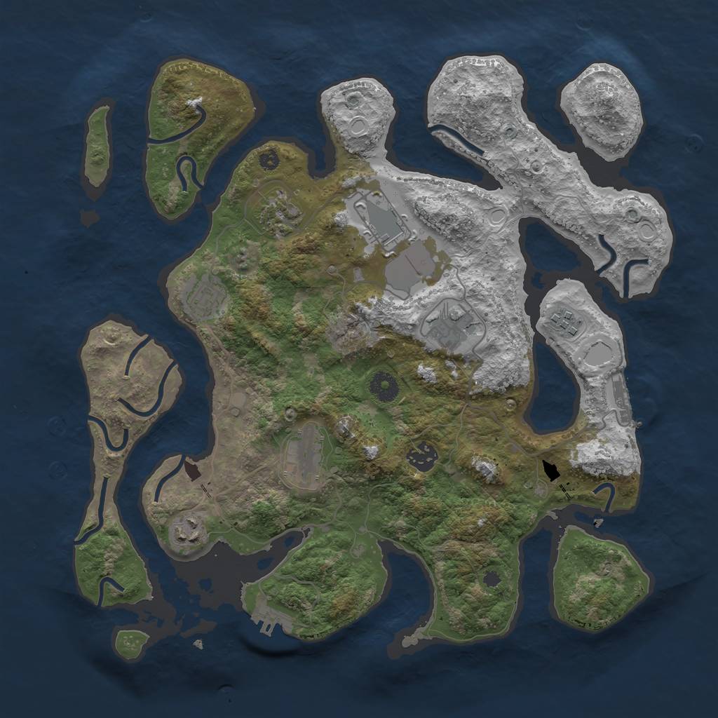 Rust Map: Procedural Map, Size: 3700, Seed: 864356, 15 Monuments