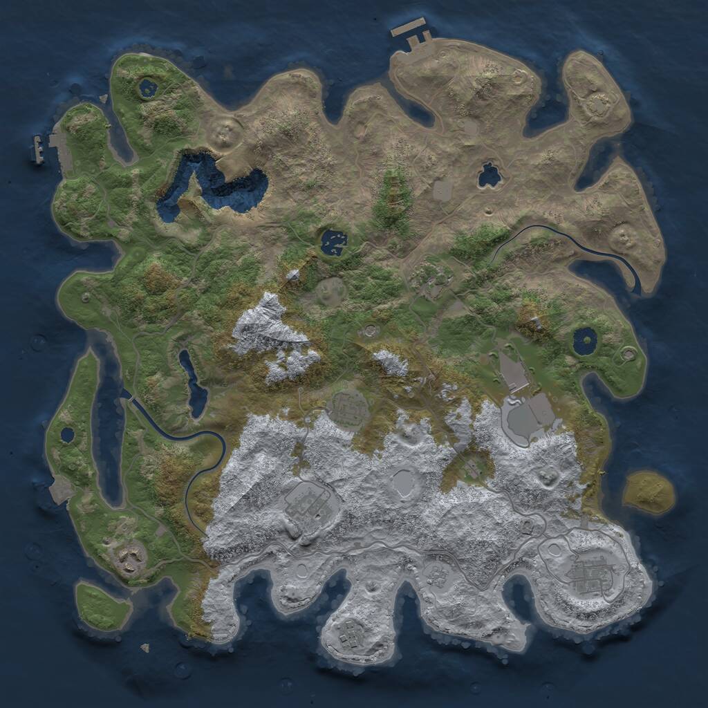 Rust Map: Procedural Map, Size: 4000, Seed: 1083664736, 14 Monuments