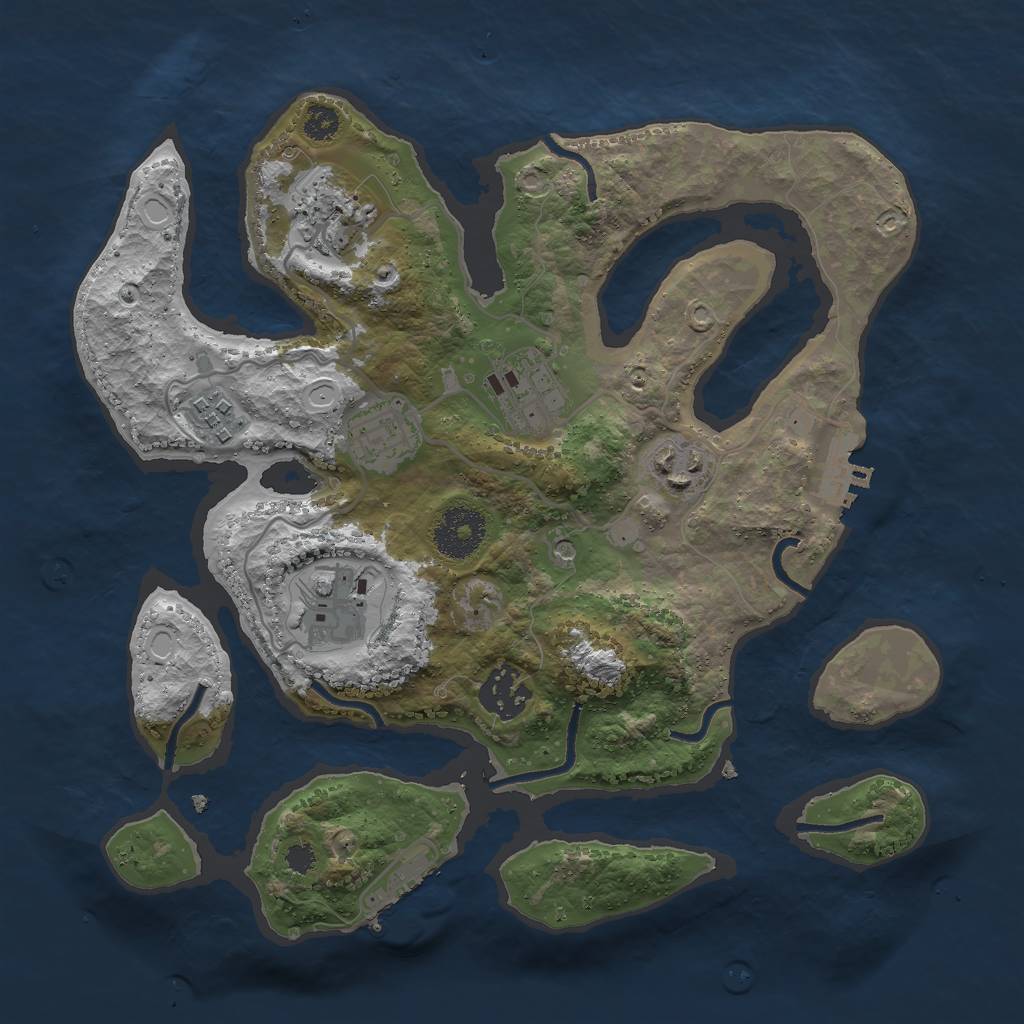 Rust Map: Procedural Map, Size: 3000, Seed: 943840447, 15 Monuments